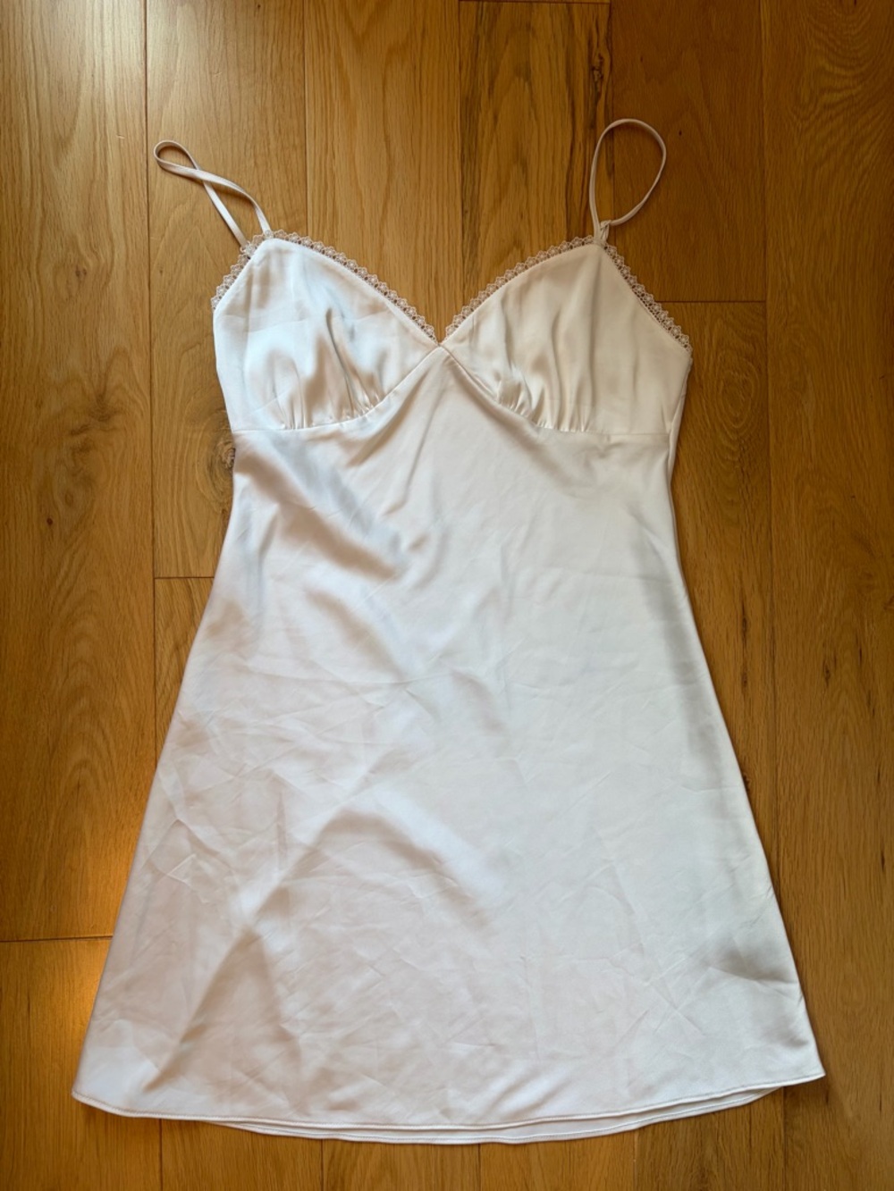 NWT Sunday Best White Lace-Trim Slip Dress